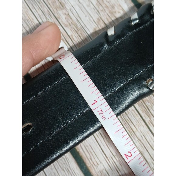 Cimarron Belt Corp Black and Silver Leather Belt Made in USA 36.5\